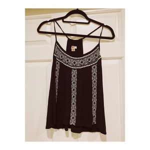 Black tribal print tank